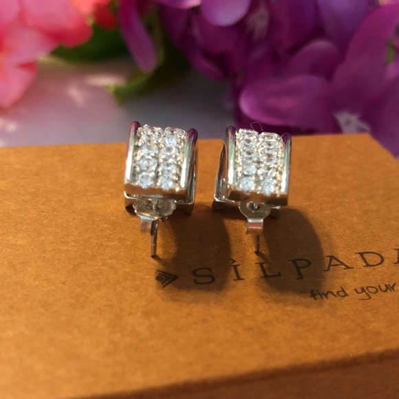 Silpada Cubic Zirconia Sterling Silver Earrings P1395 - Picture 12 of 17